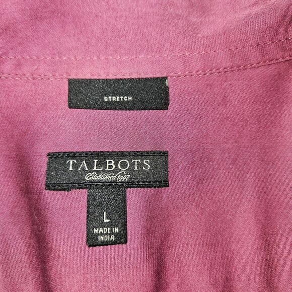 Talbots Womens Burgundy Purple Three Quarter Sleeve Button Down Shirt Size L - Picture 3 of 8